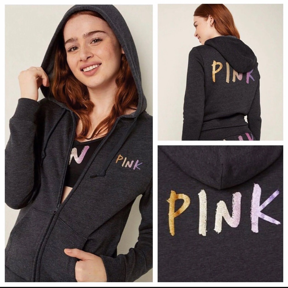 Victorias Secret Pink Perfect Full Zip Hoodie Sweater Jacket